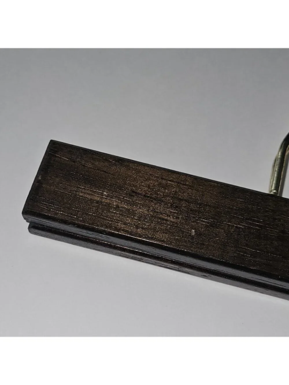 Dark Brown Wooden Clamp Hanger Gold Tone Hook 10